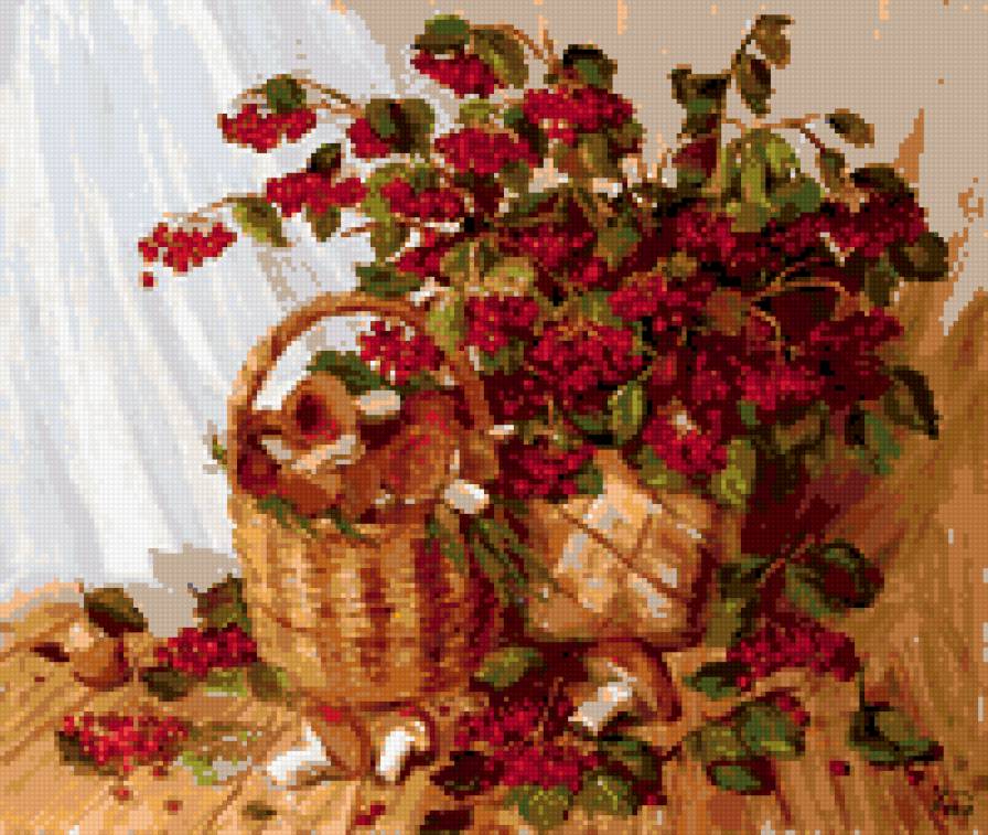 калина красная - калина, грибы, осень, красная калина, урожай - предпросмотр