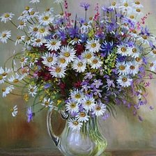 Схема вышивки «букет с ромашками»