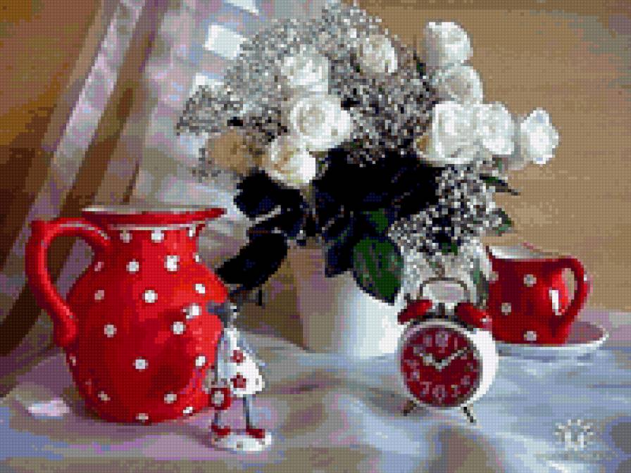 розы - букет, розы, сервиз, часики - предпросмотр