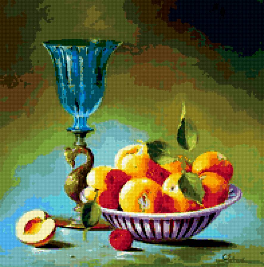 Абрикосы - фужер, натюрморт, абрикосы - предпросмотр