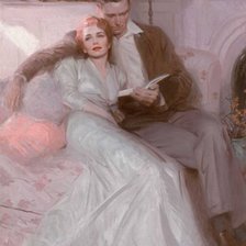 Схема вышивки «Пара за книгой»