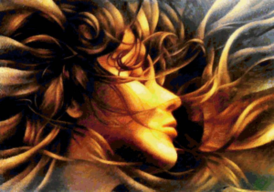 красота женщины - женщина, девушка, картина, волосы, живопись - предпросмотр