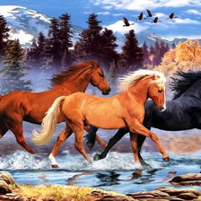 Схема вышивки «Лошади»