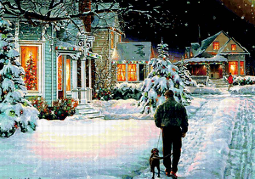 Вечер - вечер, снег, зима, пейзаж - предпросмотр