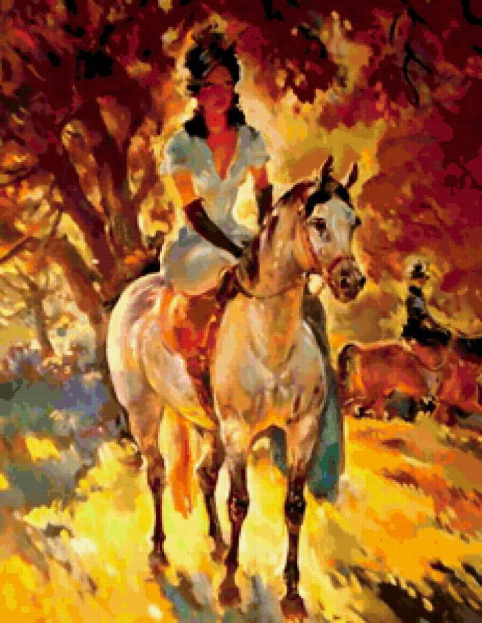 прогулка на лошади(Виктор Быстрыкин) - люди, живопись, девушка на коне, прогулка, животные - предпросмотр