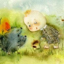 Схема вышивки «Малыш и ёжики»