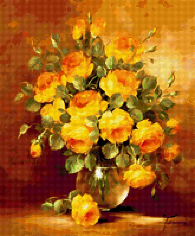 Желтые розы - букет, розы - предпросмотр