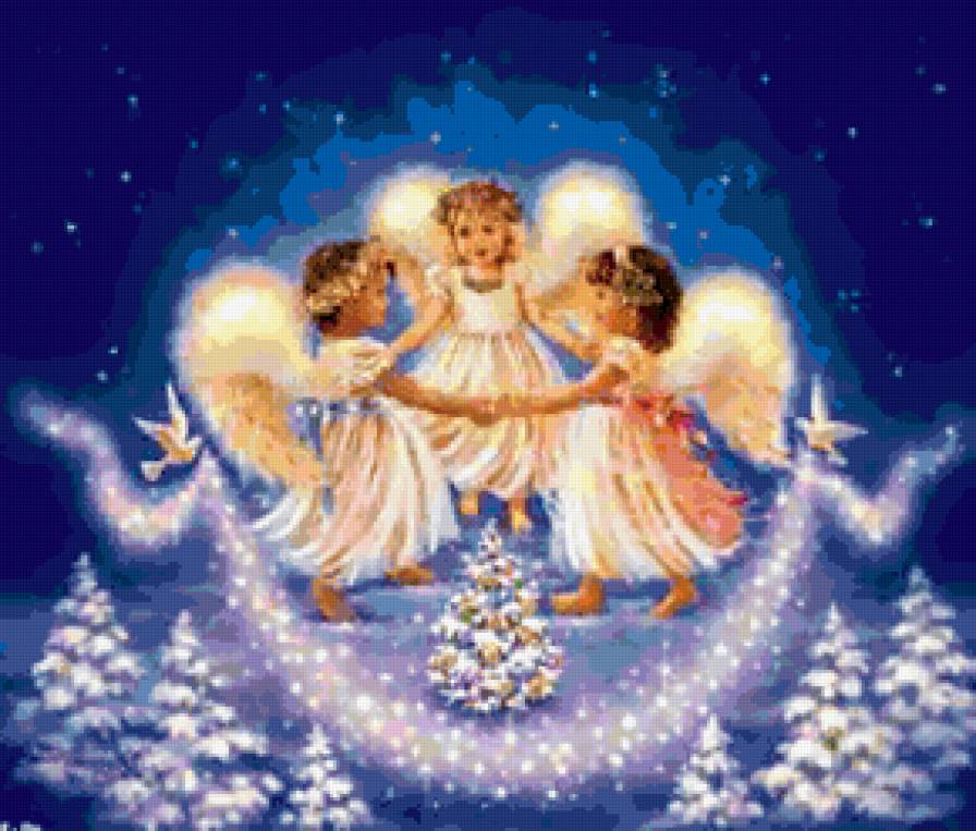 ангелы - зима, ангел, вечер в лесу, сказка - предпросмотр