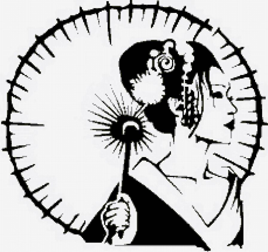 гейша - гейша, азия, черно-белое, люди, девушка, восток - предпросмотр