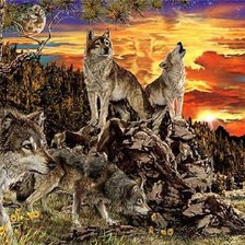 Схема вышивки «Волки»