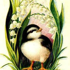 Схема вышивки «птенчик в ландышах»