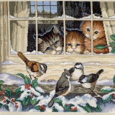 Схема вышивки «трое наблюдателей»