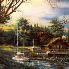 Схема вышивки «домик у воды»