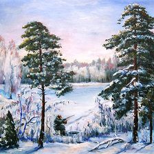 Схема вышивки «зимняя рыбалка»