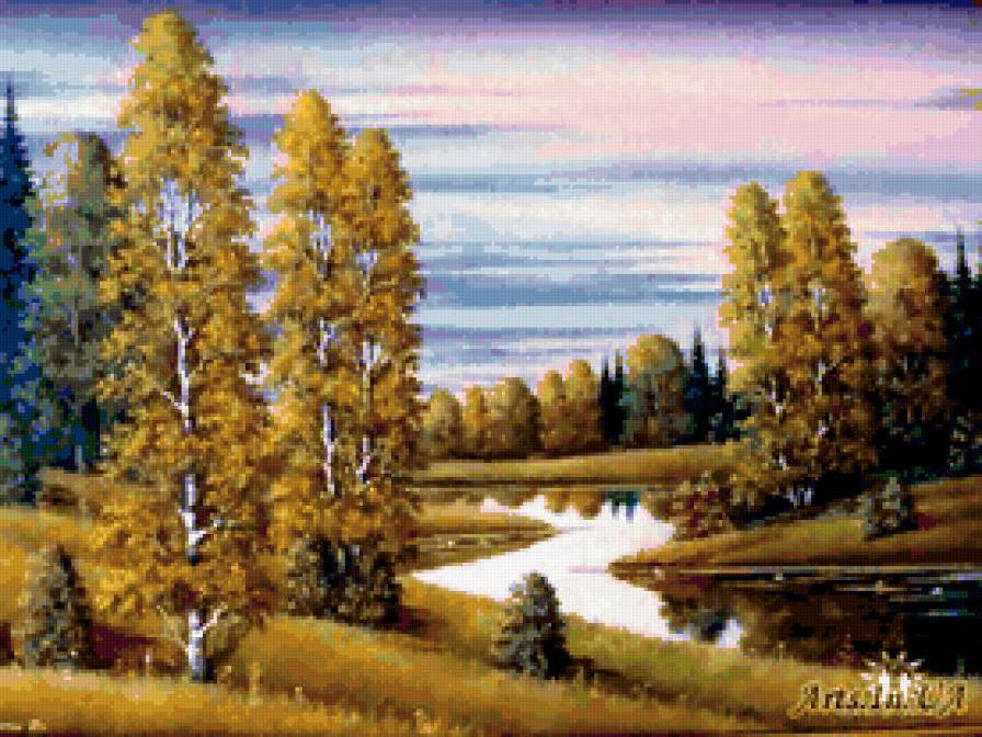 осень - река, природа, осень, лес - предпросмотр