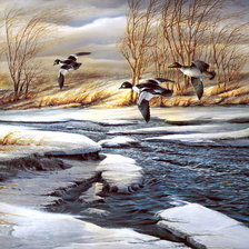 Схема вышивки «птицы зимой»