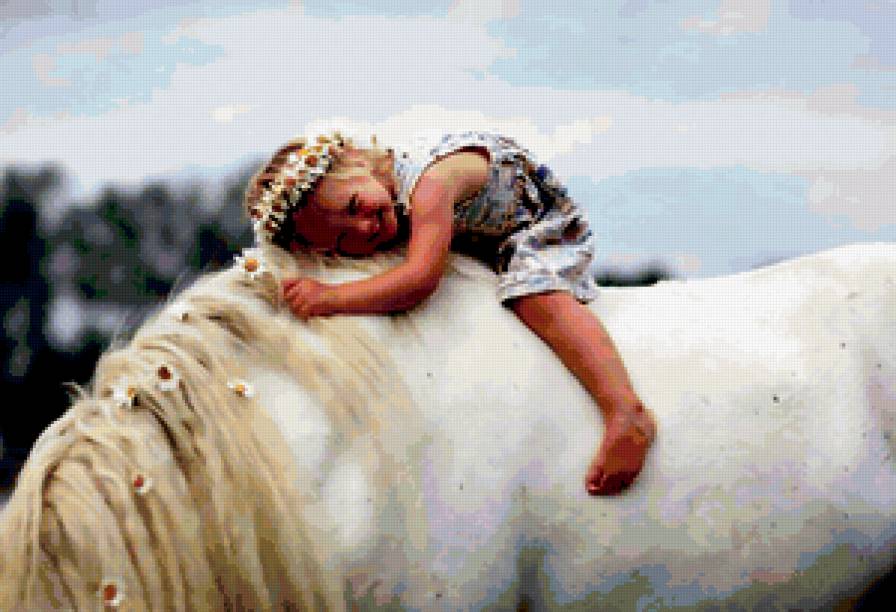 лошадь и ребенок - животные, дети, любовь, лошадь, природа - предпросмотр