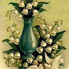 Схема вышивки «ландыши и голуби»