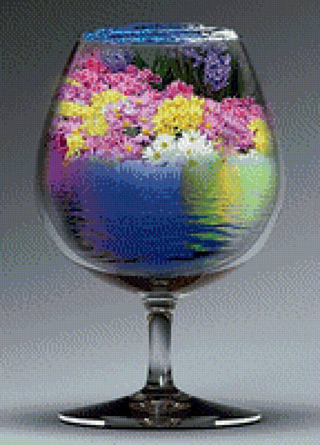 Оригинально - цвети, бокал. море - предпросмотр