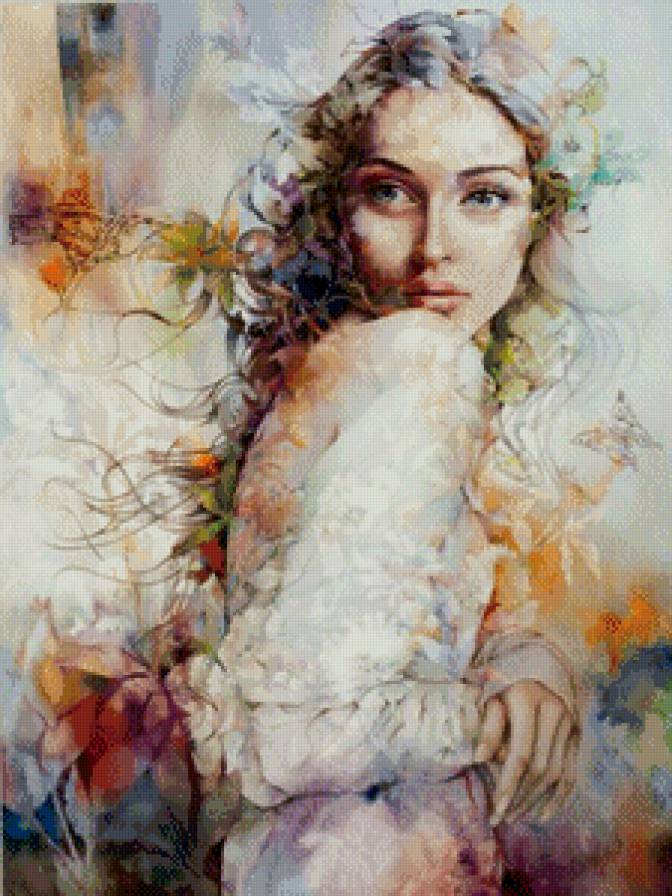 5 - бабочка, девушка, цветы - предпросмотр