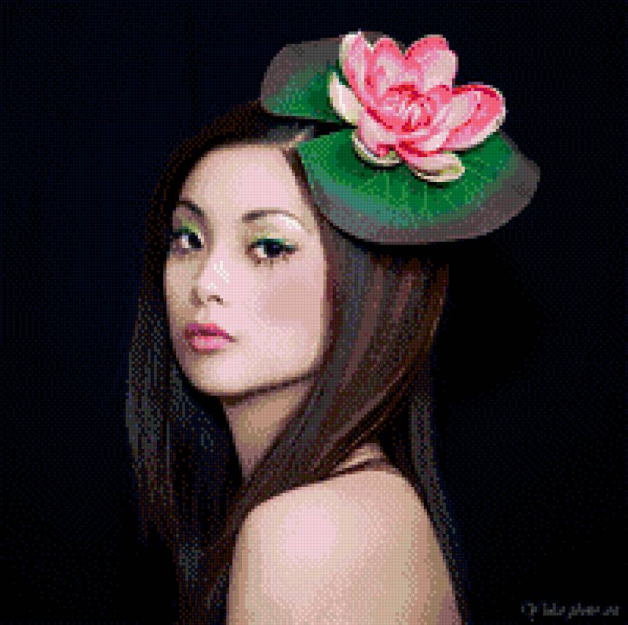 Девушка с лотосом - восток, девушка, азия - предпросмотр