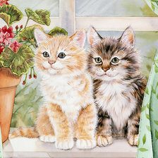 Схема вышивки «кошки на окошке»