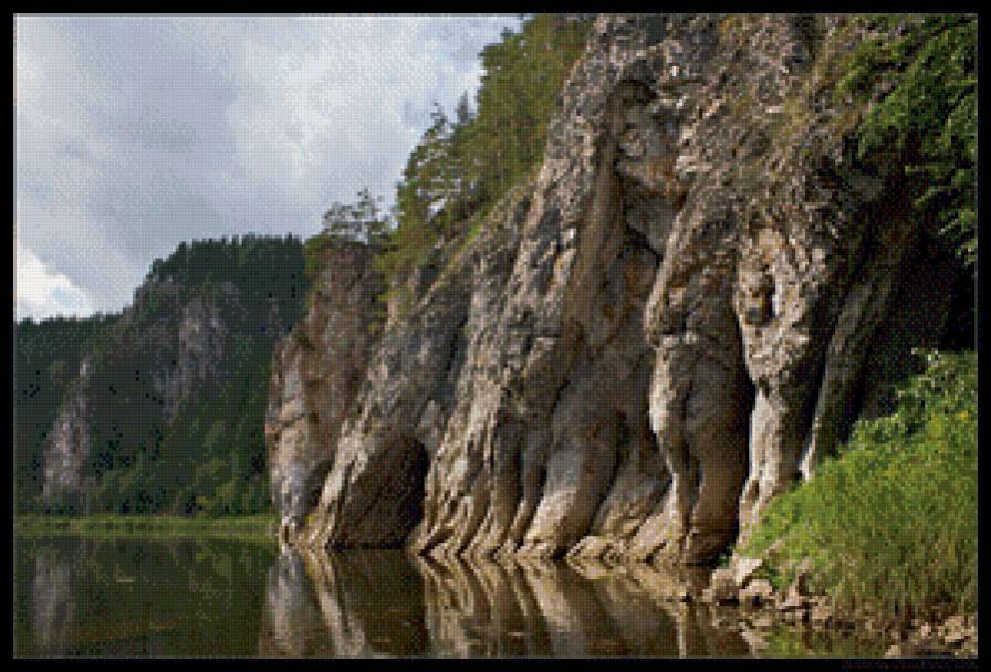 скалистый берег - река, природа, пейзаж, горы, скалы - предпросмотр