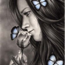 Схема вышивки «Девушка с бабочкой»