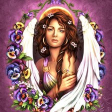 Схема вышивки «Ангел анютиных глазок»