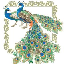 Схема вышивки «подушка павлины»