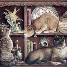 Схема вышивки «коты на полке»