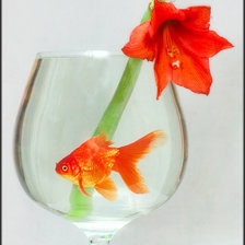 Схема вышивки «Рыбка с цветком»