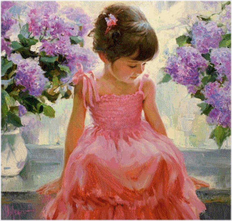 Серия "Очаровашки" - лето, сирень, дети, девочка, цветы - предпросмотр