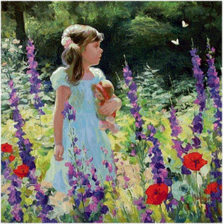 Серия "Очаровашки" - маки, цветы, лето, девочка, дельфиниум, дети - предпросмотр