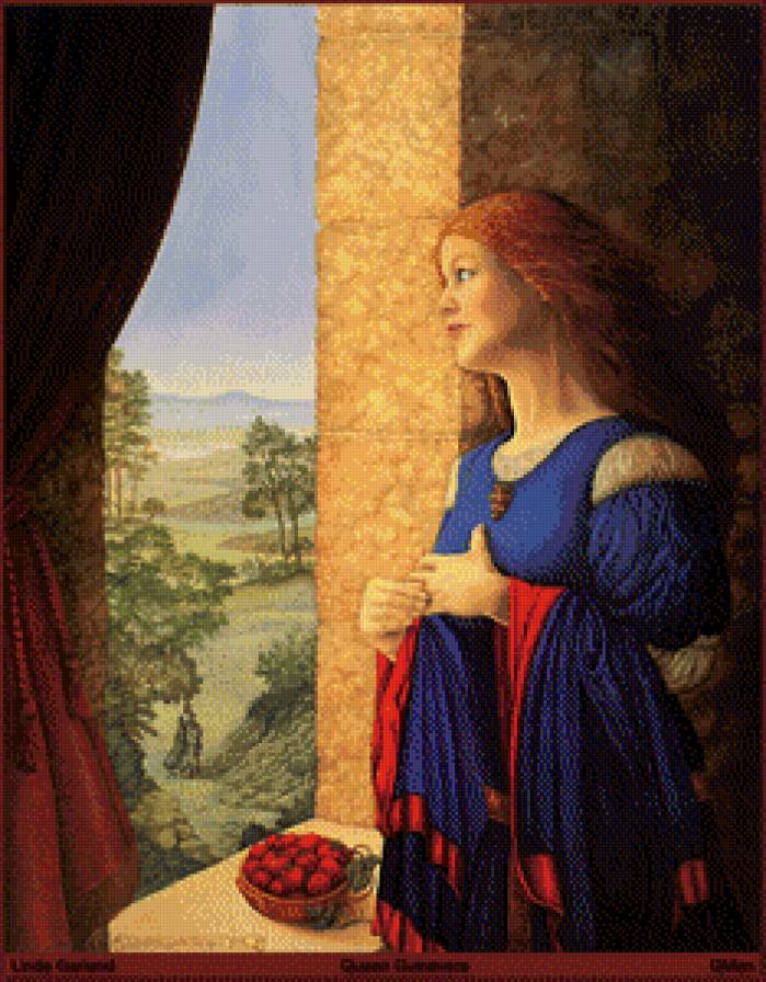 ожидание - девушка, дама, окно, замок - предпросмотр