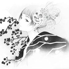 Схема вышивки «Девушка,монохром»