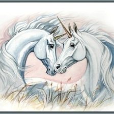 Схема вышивки «пара единорогов»