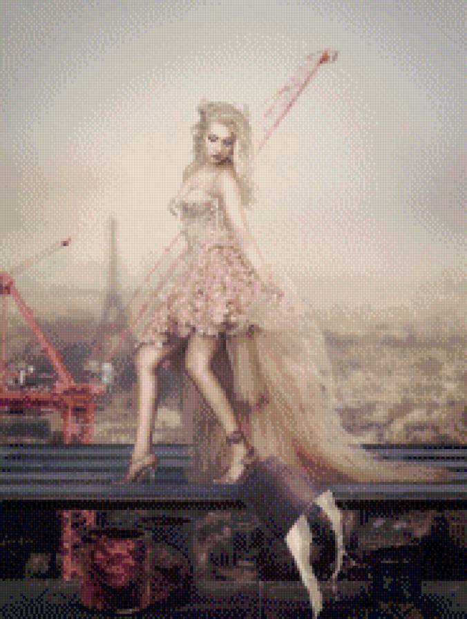 Париж - стройка, краска, эйфелева башня, девушка, париж - предпросмотр