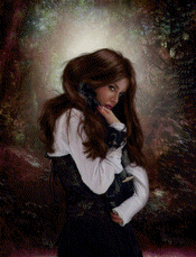 одиночество - скрипка, девушка, лес - предпросмотр