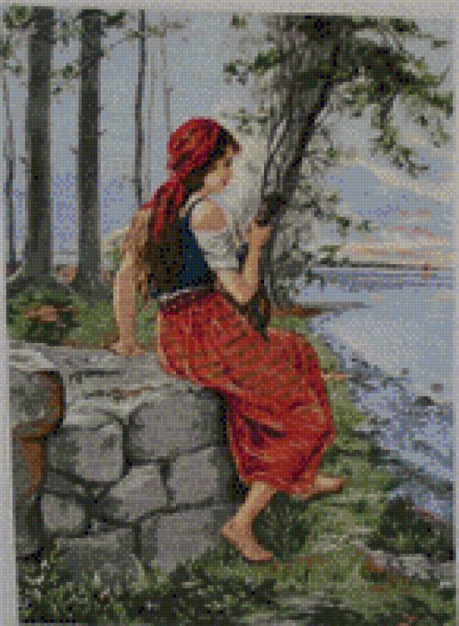 девушка с мандолиной - картина, картины, девушка, женщина, женщины - предпросмотр