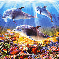 Схема вышивки «дельфины»