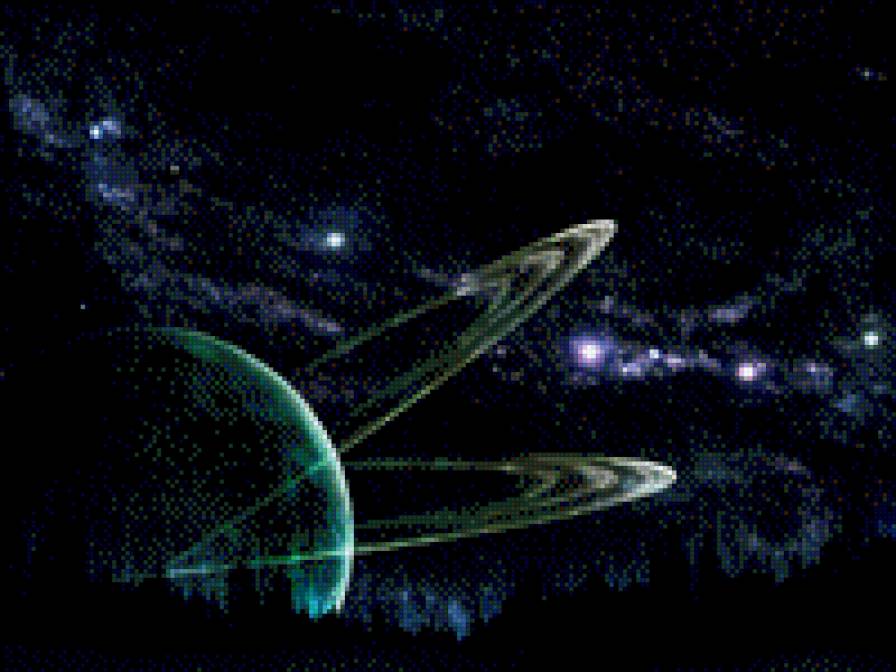 Космос - черный, планета, звезды, 3d, синий - предпросмотр