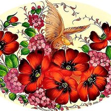 Схема вышивки «Птичка в маках»