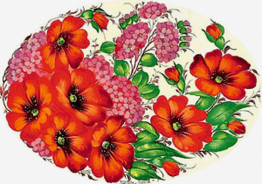 Цветы - жостово, роспись - предпросмотр