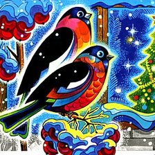 Схема вышивки «Снегири»