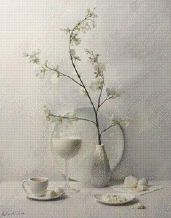 натюрморт - натюрморт, белые цветы - предпросмотр