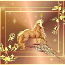 Схема вышивки «золотой единорог»