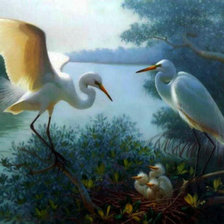 Схема вышивки «журавли»