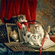 Схема вышивки «котята развлекаются»