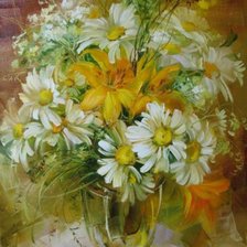 Схема вышивки «Бекет ромашки»